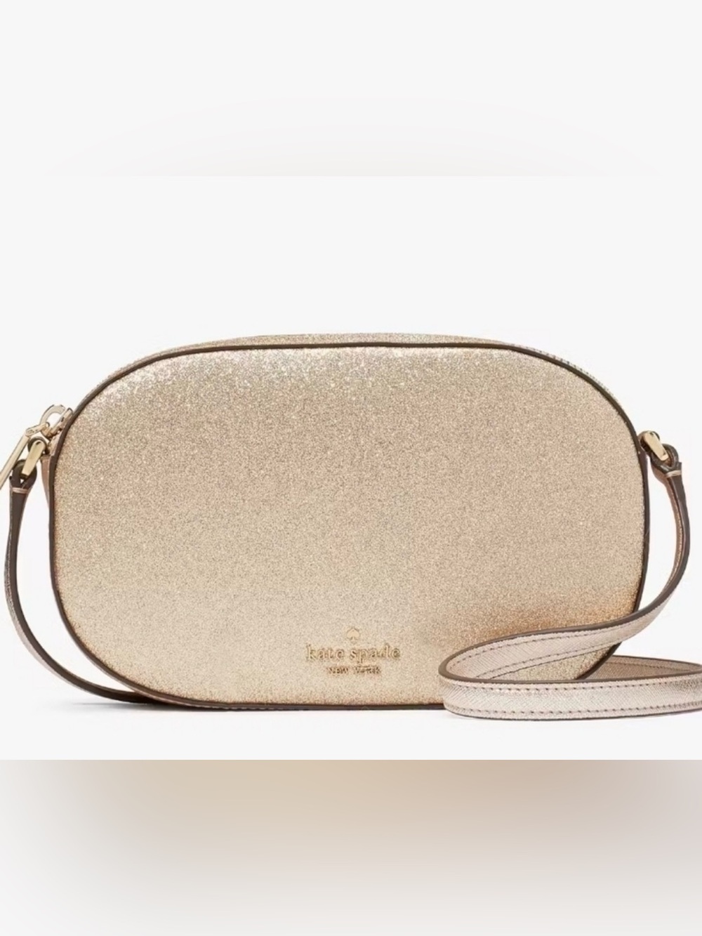NWT KATE SPADE ♠️ GOLD glitter
Glimmer Oval CROSSBODY Camera Bag